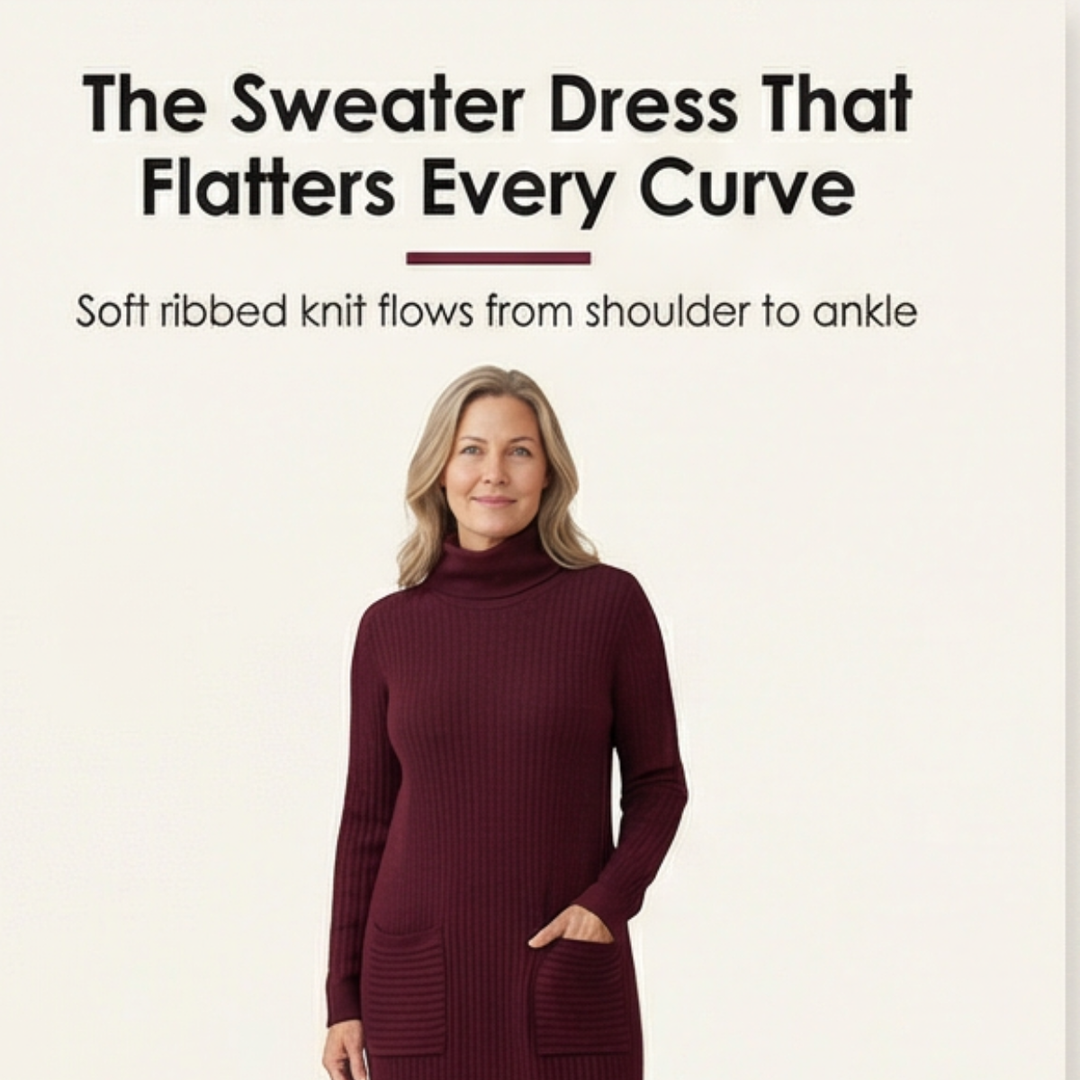 Matilda | Classic Ribbed Roll Neck Maxi Knit Dress