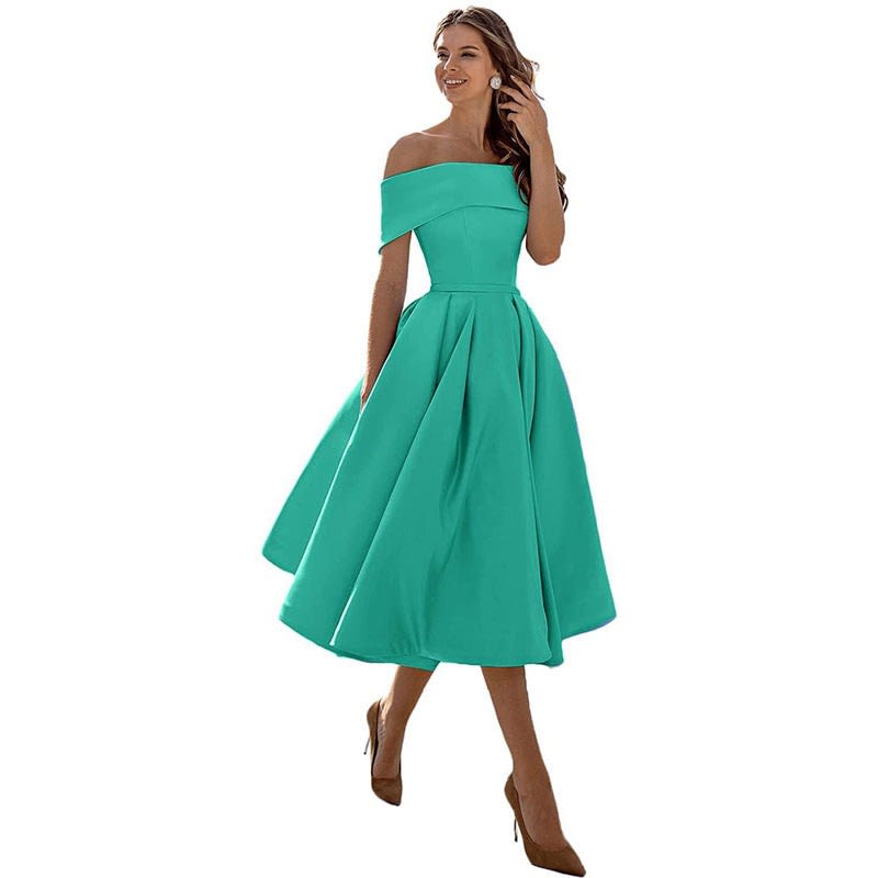 Mia | Stylish Off Shoulder Christmas Party Midi Dress