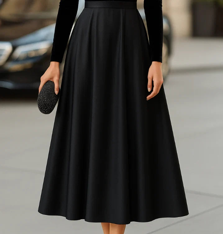 Mia | Timeless High Neck Long Sleeve Midi Velvet Dress