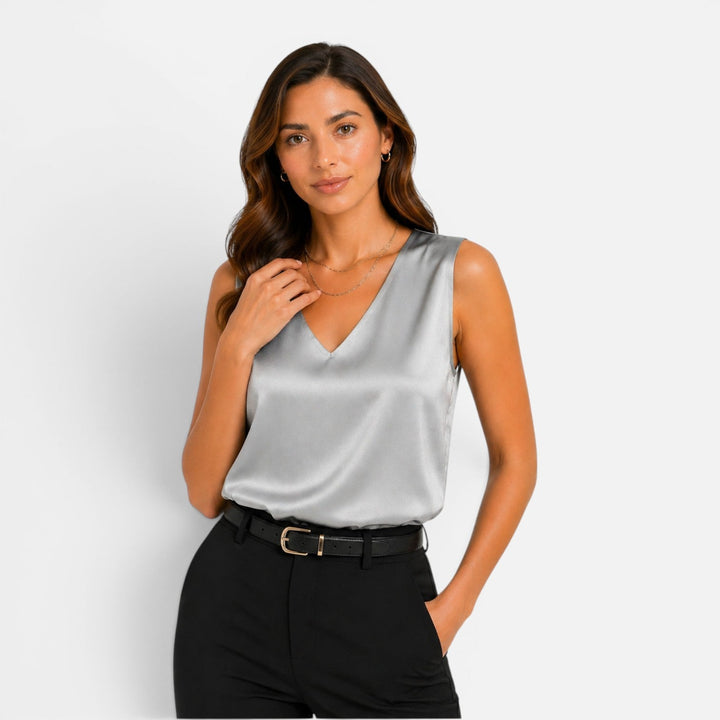 Mila | Graceful Sleeveless V Neck Party Top