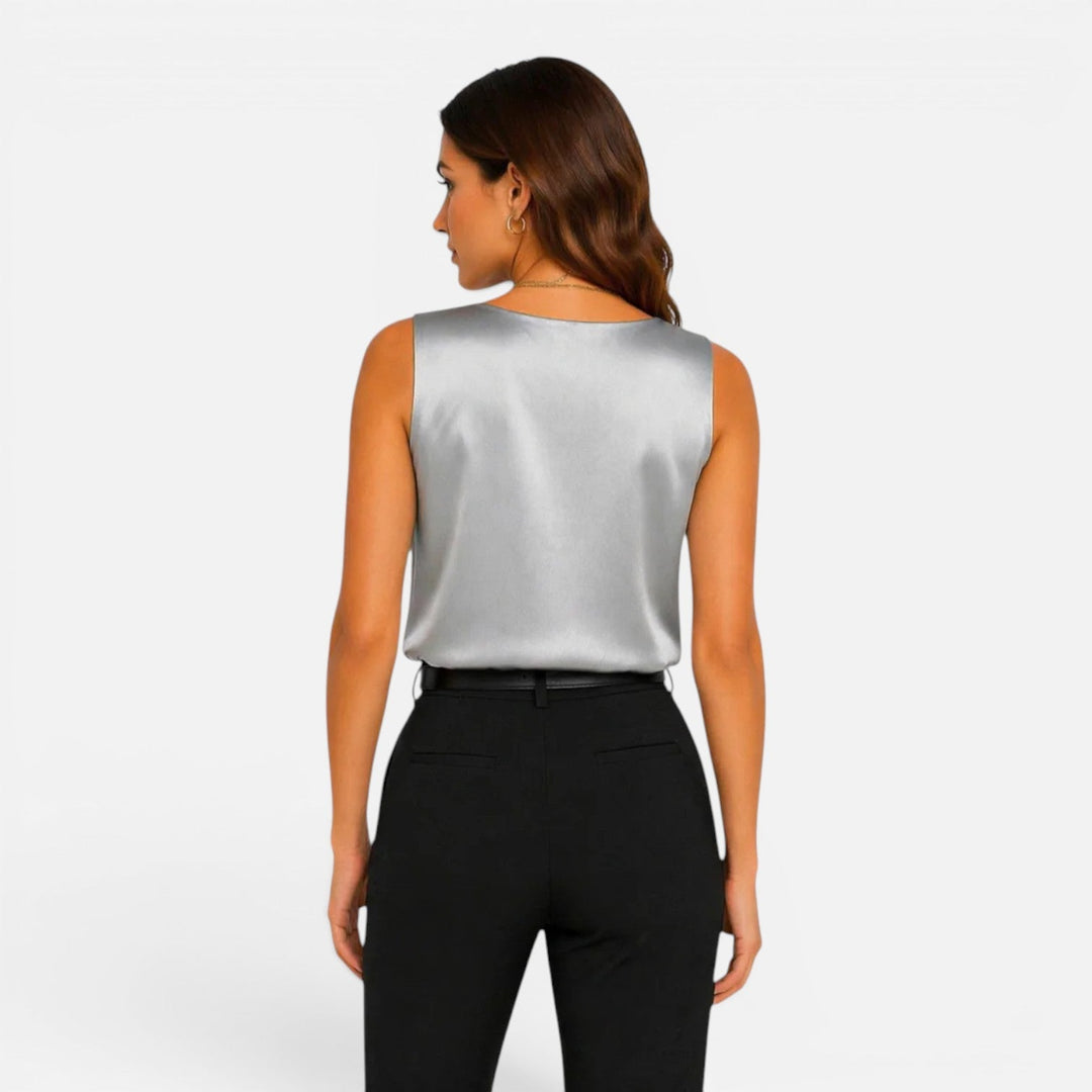Mila | Graceful Sleeveless V Neck Party Top