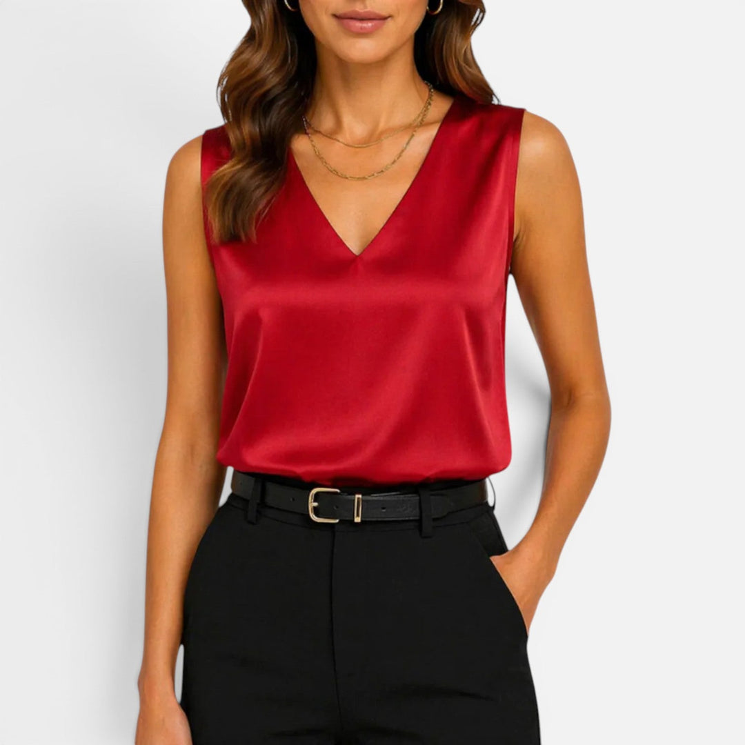 Mila | Graceful Sleeveless V Neck Party Top