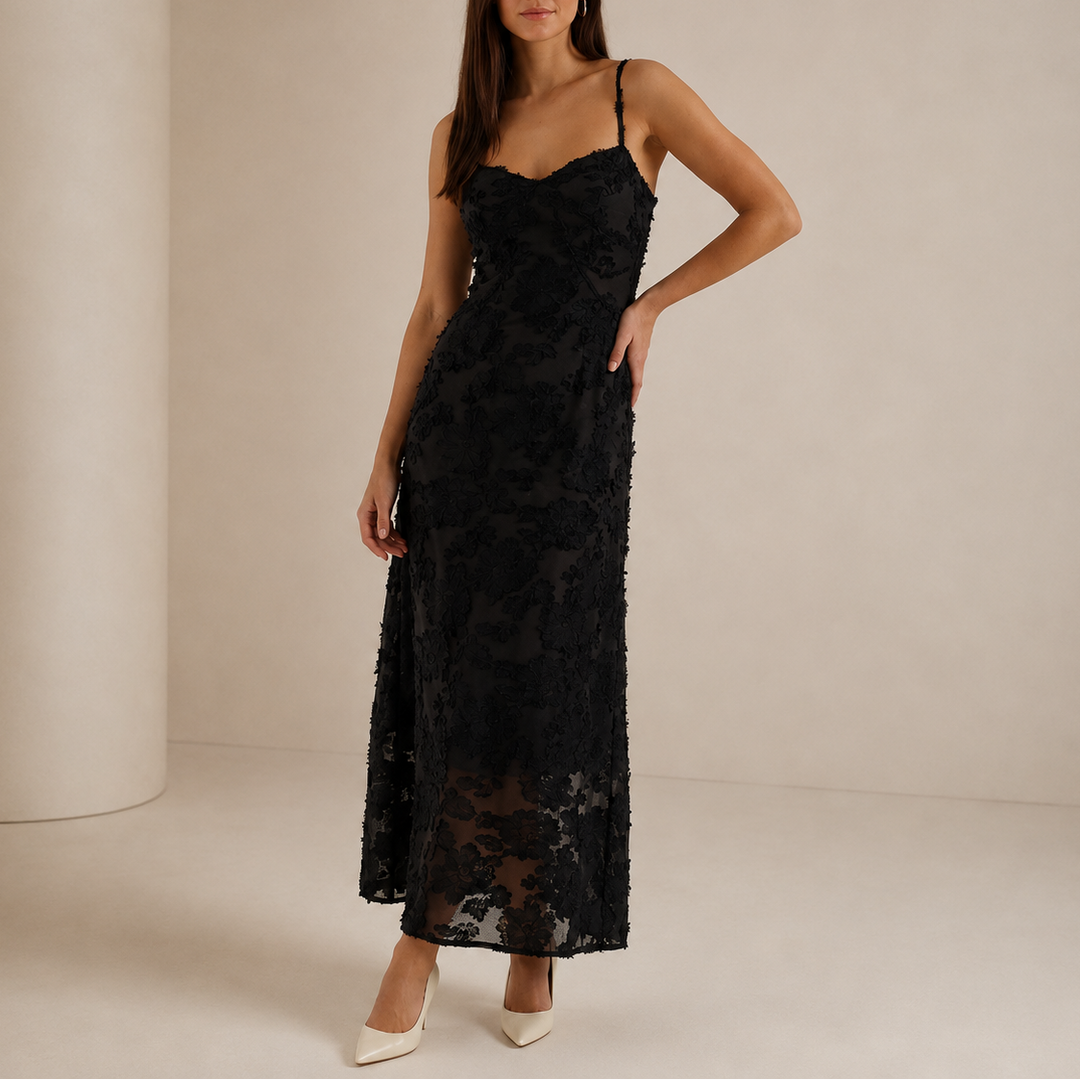Millie | Sophisticated Floral Lace Maxi Christmas Dress