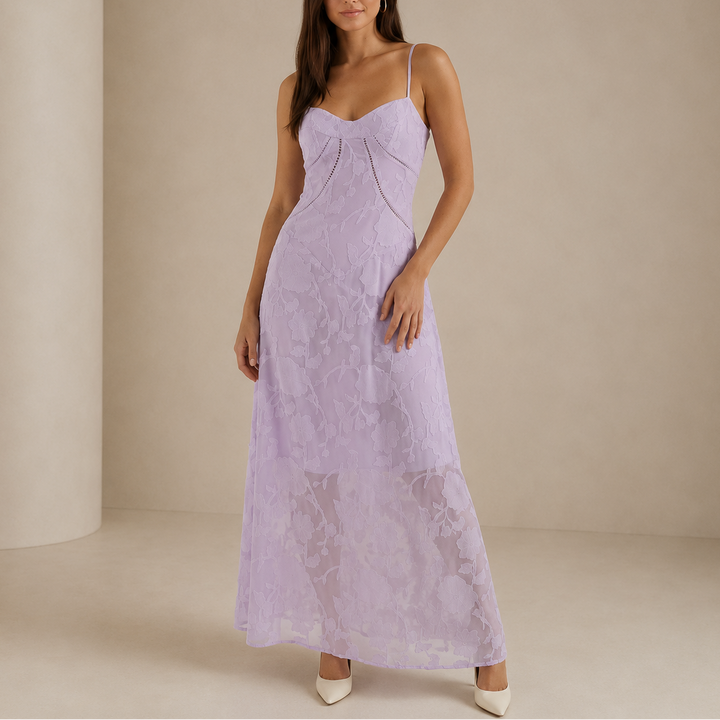 Millie | Sophisticated Floral Lace Maxi Christmas Dress