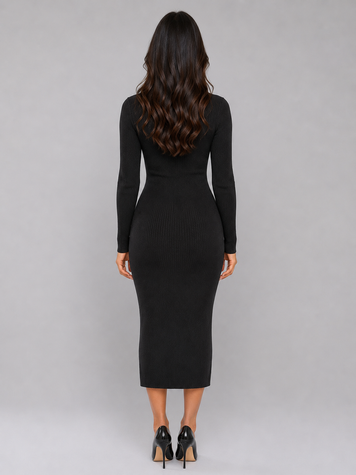 Myla | Cosy Ribbed Knit Button-Front Jumper Dress