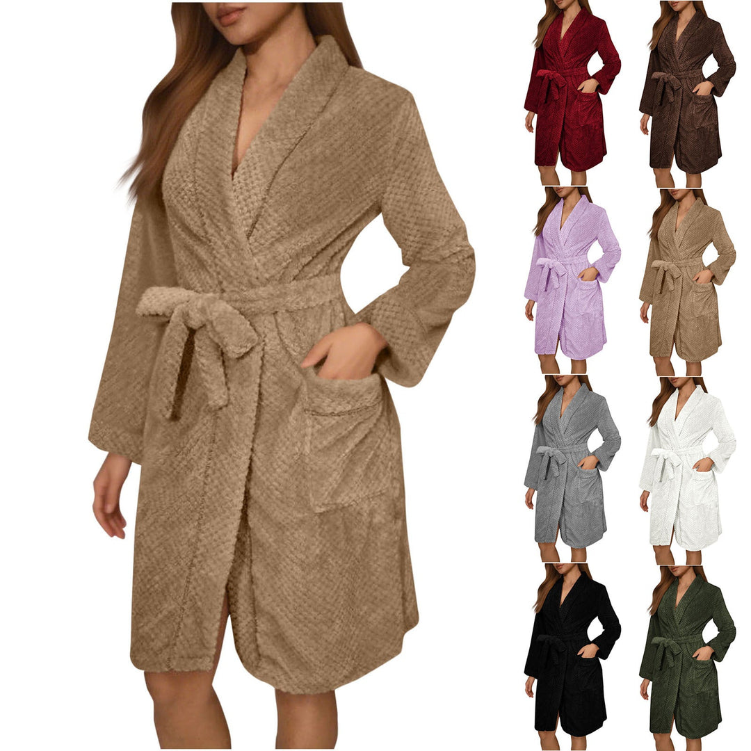 Myla | Timeless Waffle Knit Ladies Dressing Gown with Belt & Pockets