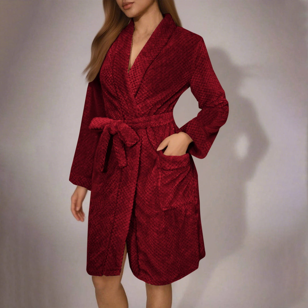 Myla | Timeless Waffle Knit Ladies Dressing Gown with Belt & Pockets