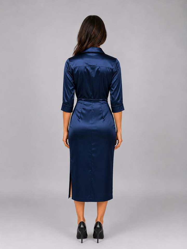 Nancy | Refined Satin Cowl Neck Christmas Dress