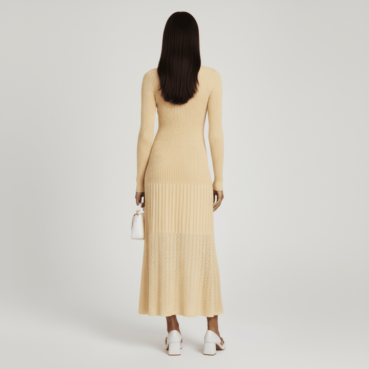 Nellie | Ribbed Button Front Maxi Knit Dress