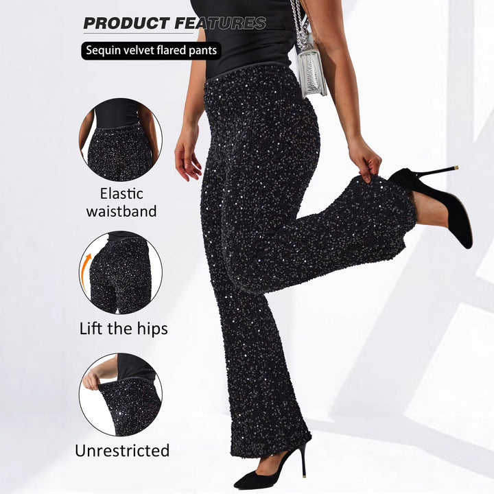 Nova | Chic High-Waisted Flared Sequin Trousers