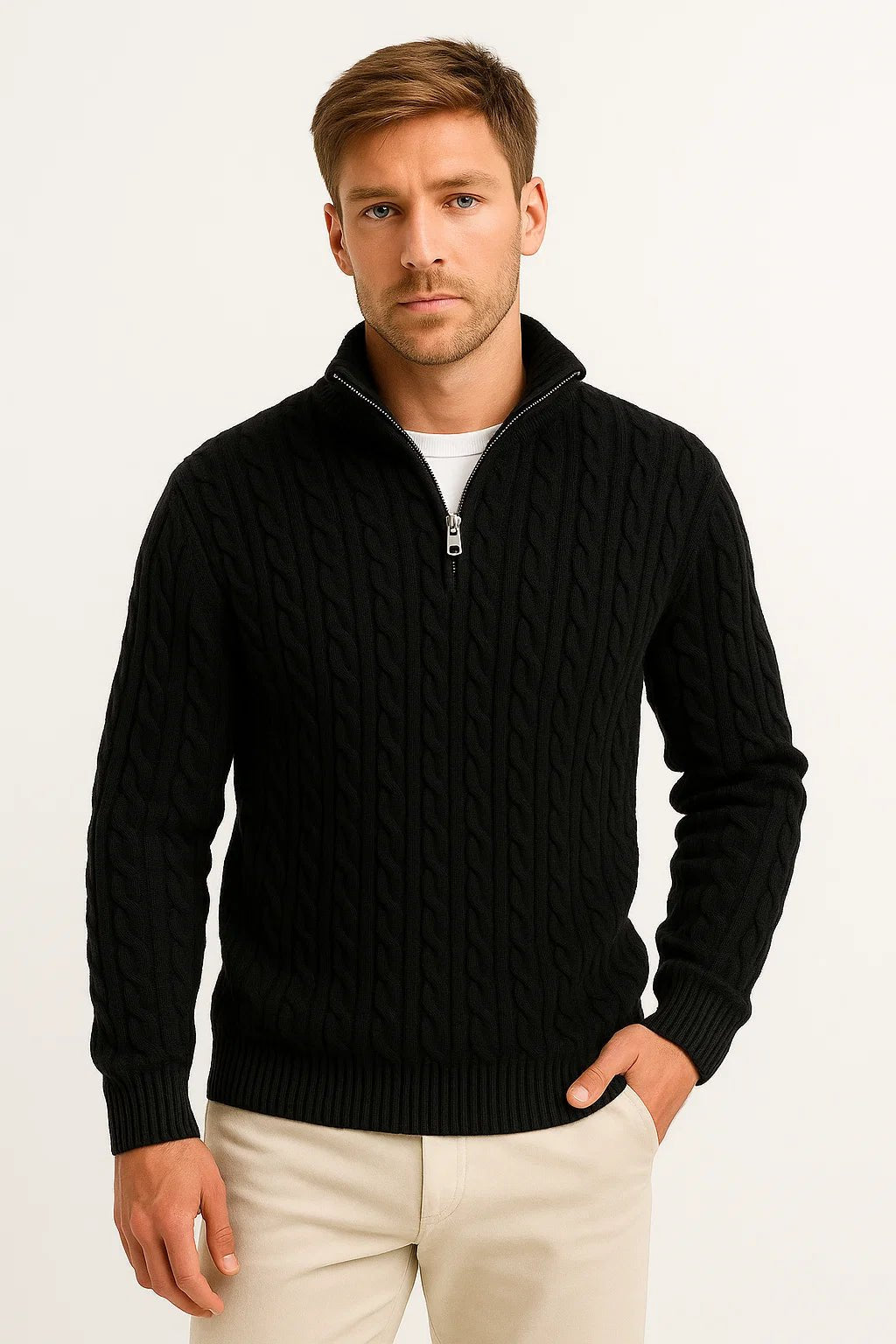Oakley | Classic Cable Knit Jumper with Quarter-Zip Collar