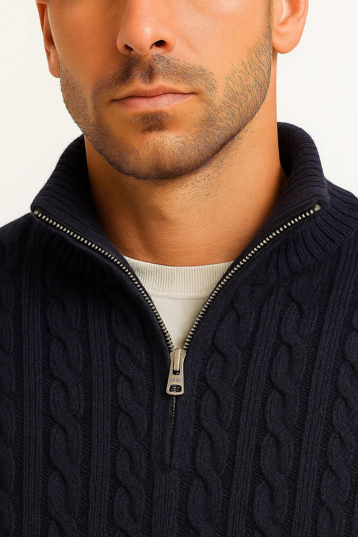 Oakley | Classic Cable Knit Jumper with Quarter-Zip Collar