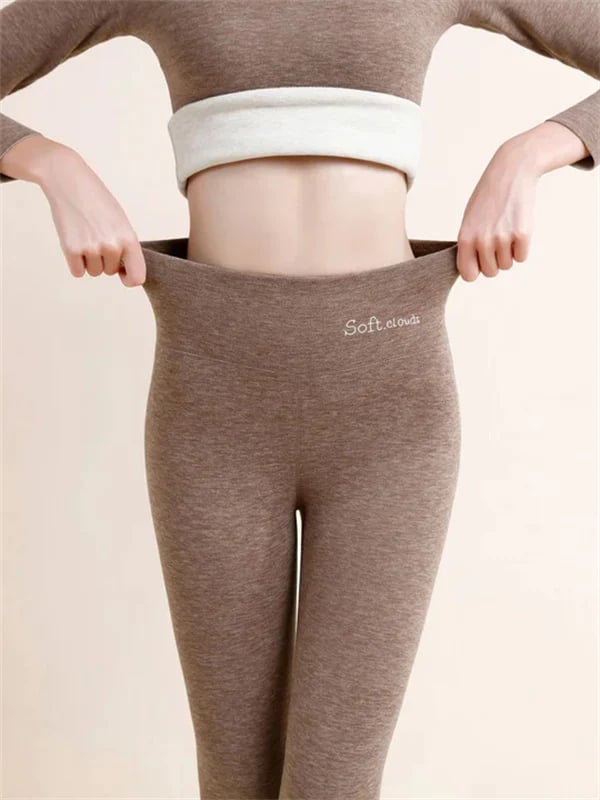 Olive | Elegant Fleece Lined Leggings with Shaping Effect