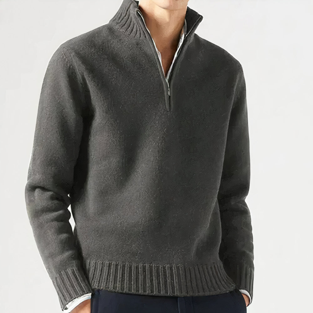 Oscar | Chic Ribbed Half Zip Polo Jumper