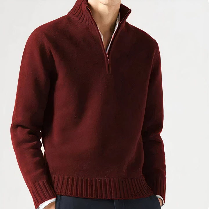 Oscar | Chic Ribbed Half Zip Polo Jumper