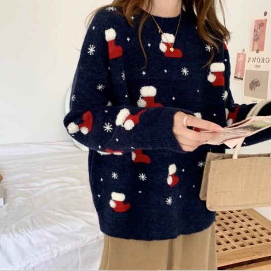 Ottilie | Timeless Christmas Jumper with Festive Stocking Print