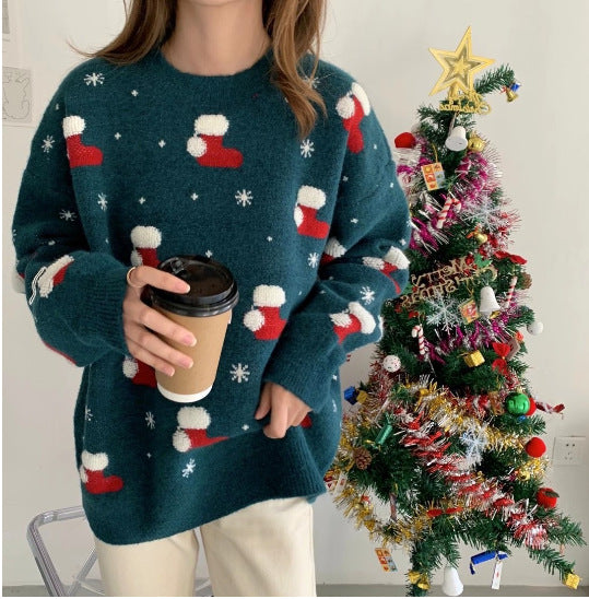 Ottilie | Timeless Christmas Jumper with Festive Stocking Print