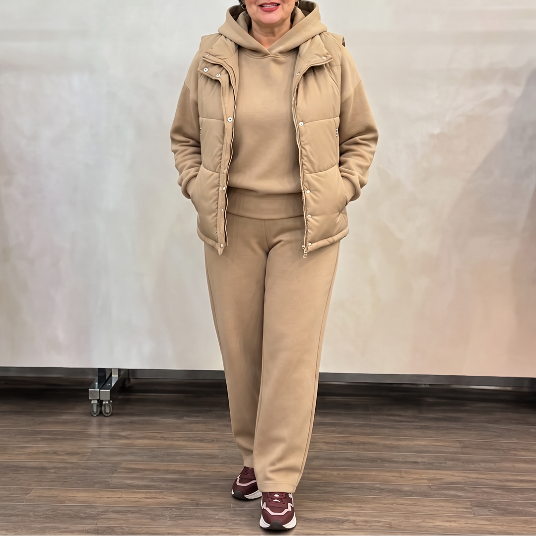 Penelope | Relaxed Wide Leg Tracksuit with Quilted Gilet