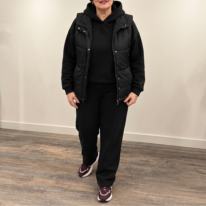 Penelope | Relaxed Wide Leg Tracksuit with Quilted Gilet
