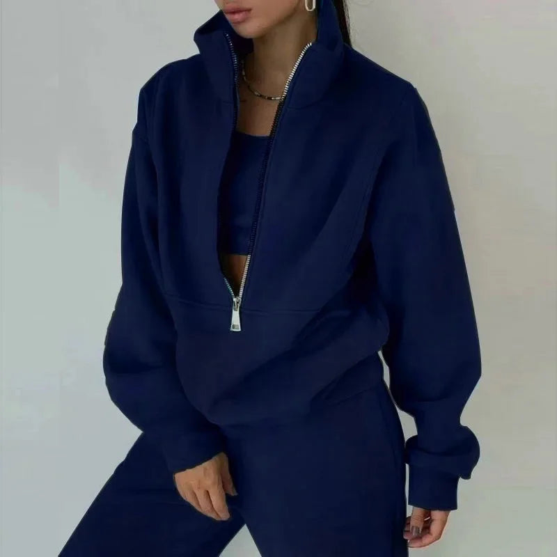 Phoebe | Polished Half Zip Jogger Tracksuit Set