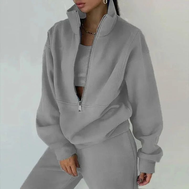 Phoebe | Polished Half Zip Jogger Tracksuit Set