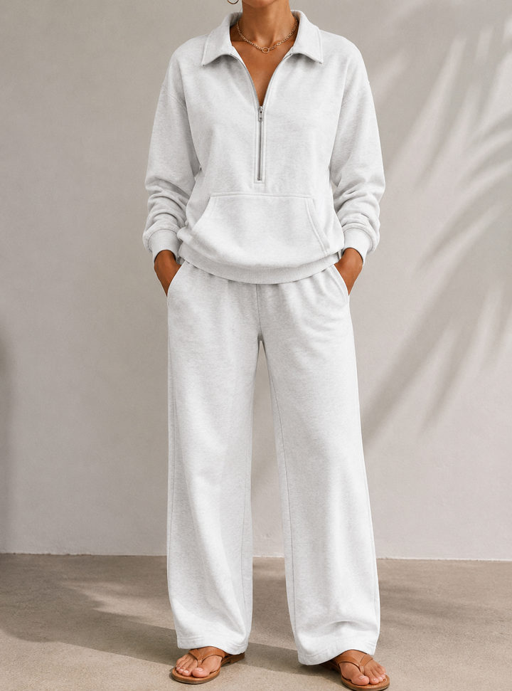 Raya | Chic Half Zip Wide Leg Tracksuit