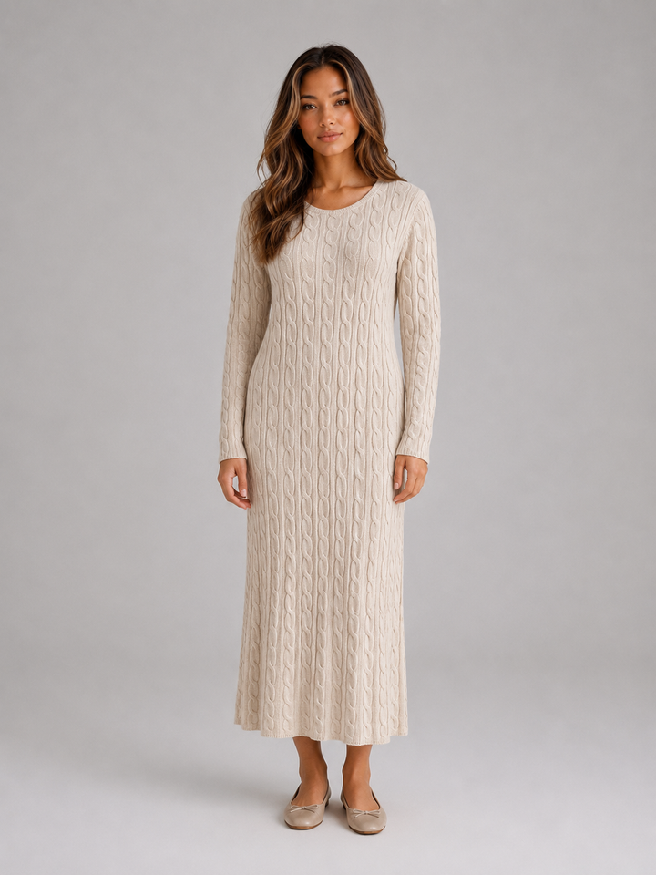 Raya | Graceful Long Sleeve Maxi Cable Knit Dress