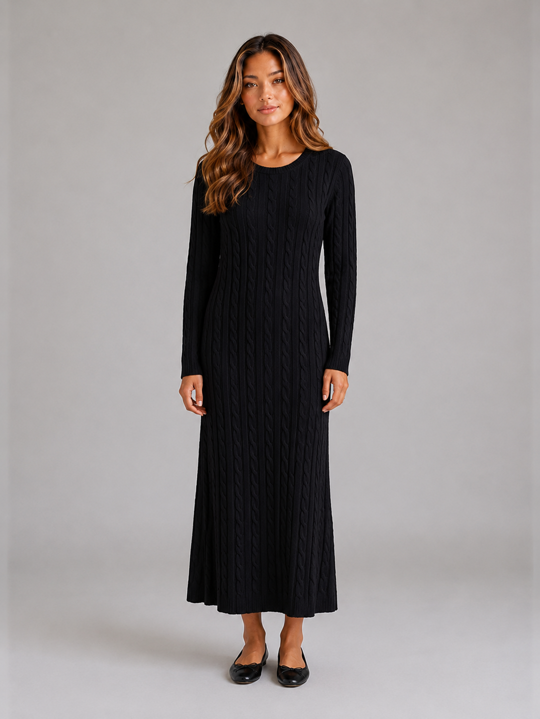 Raya | Graceful Long Sleeve Maxi Cable Knit Dress