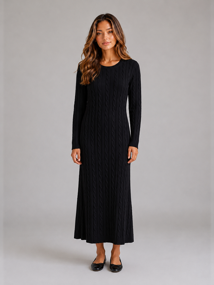 Raya | Graceful Long Sleeve Maxi Cable Knit Dress