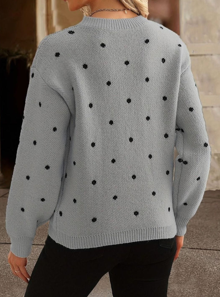 Raya | Polished Polka Dot Long Sleeve Knit Top