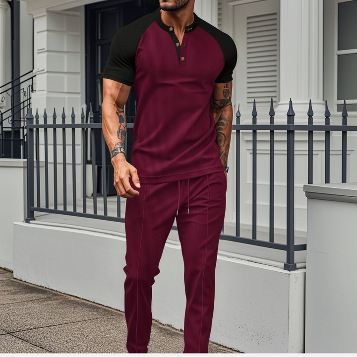 Rory | Timeless Contrast Henley Jogger Tracksuit Set