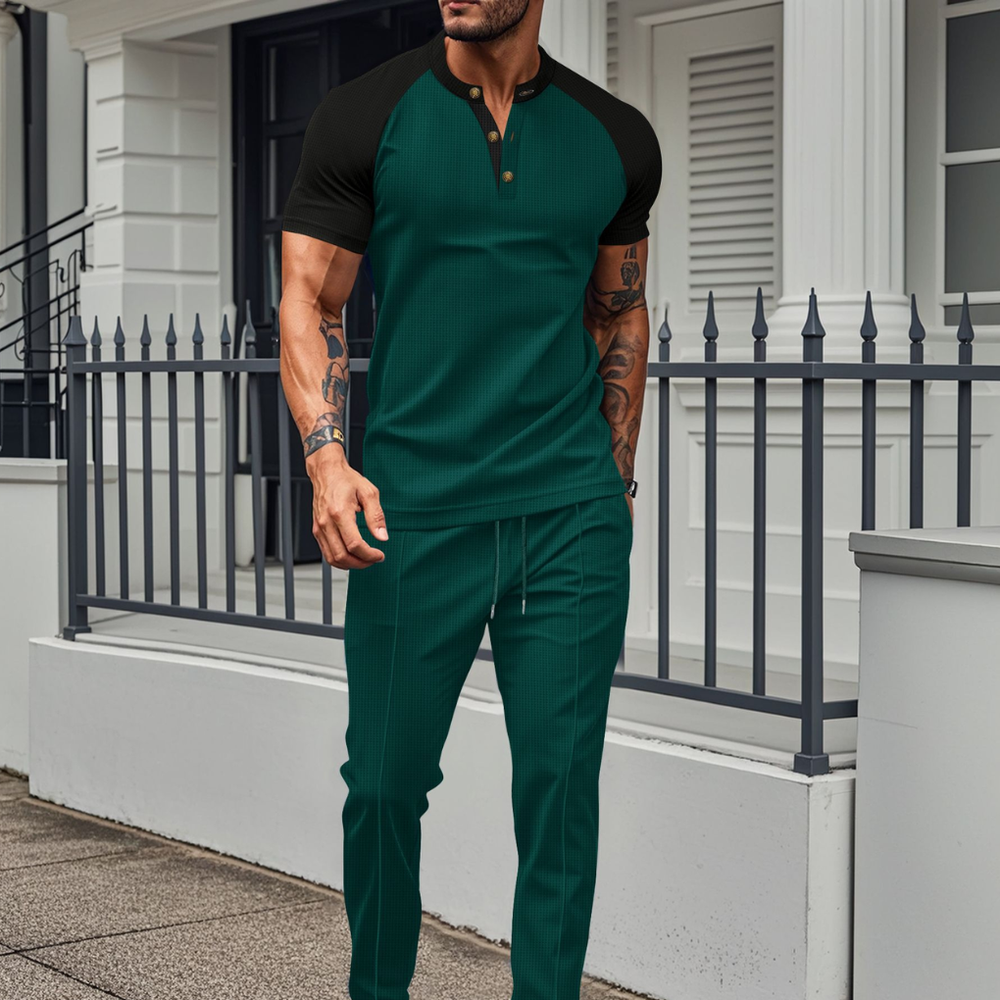 Rory | Timeless Contrast Henley Jogger Tracksuit Set