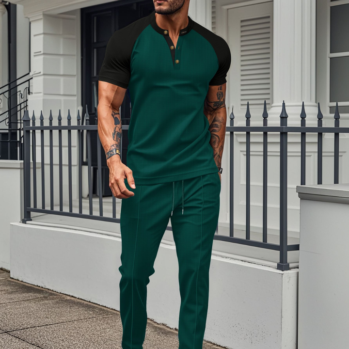 Rory | Timeless Contrast Henley Jogger Tracksuit Set