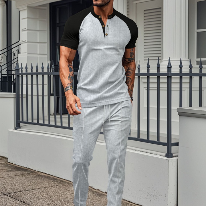 Rory | Timeless Contrast Henley Jogger Tracksuit Set