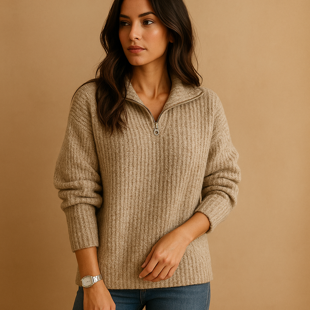 Rosa | Ribbed Half-Zip Womens Knit Jumper