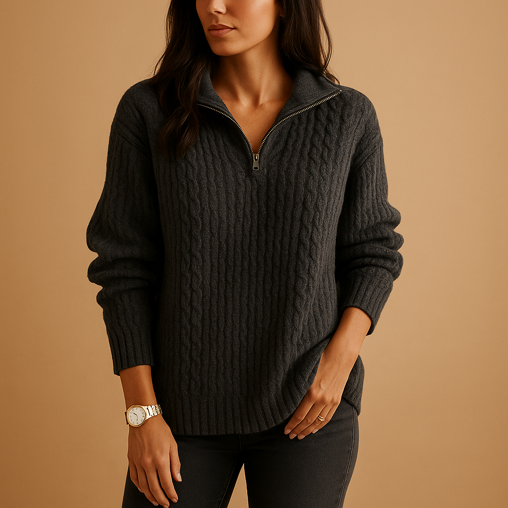 Rosa | Ribbed Half-Zip Womens Knit Jumper