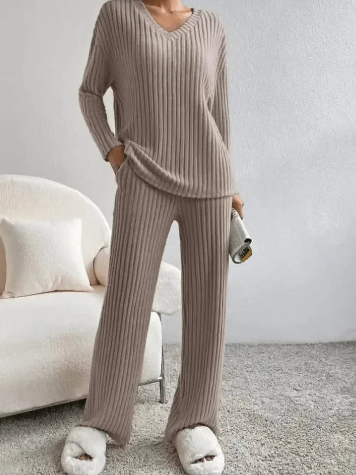 Rose | Polished Ribbed Knit Pyjamas Lounge Set