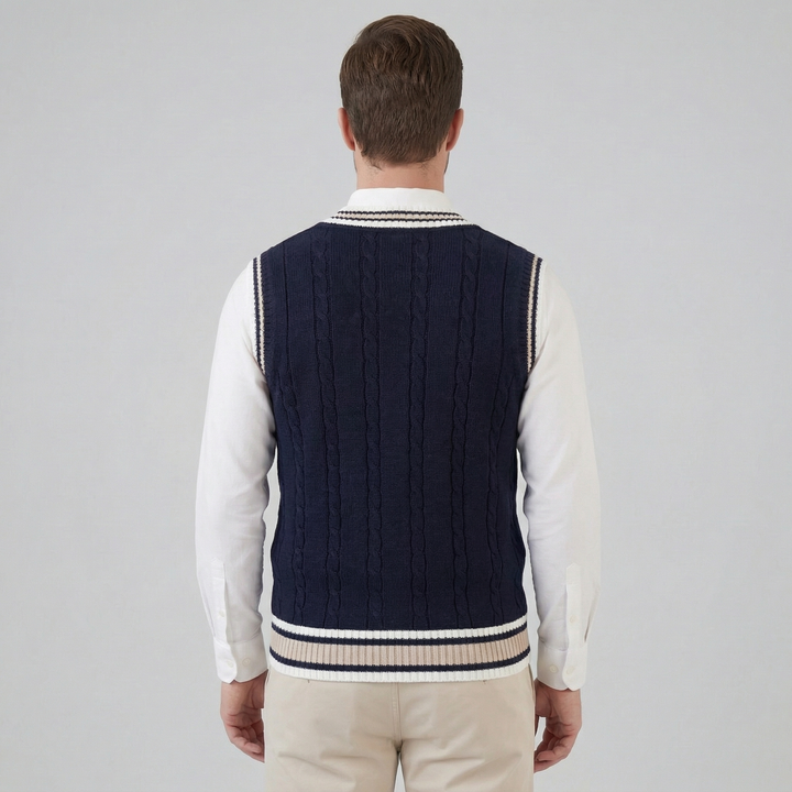 Rowan | Elegant Cable Knit V-Neck Sweater Vest
