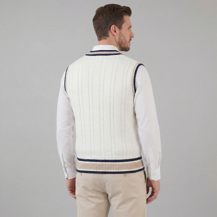 Rowan | Elegant Cable Knit V-Neck Sweater Vest