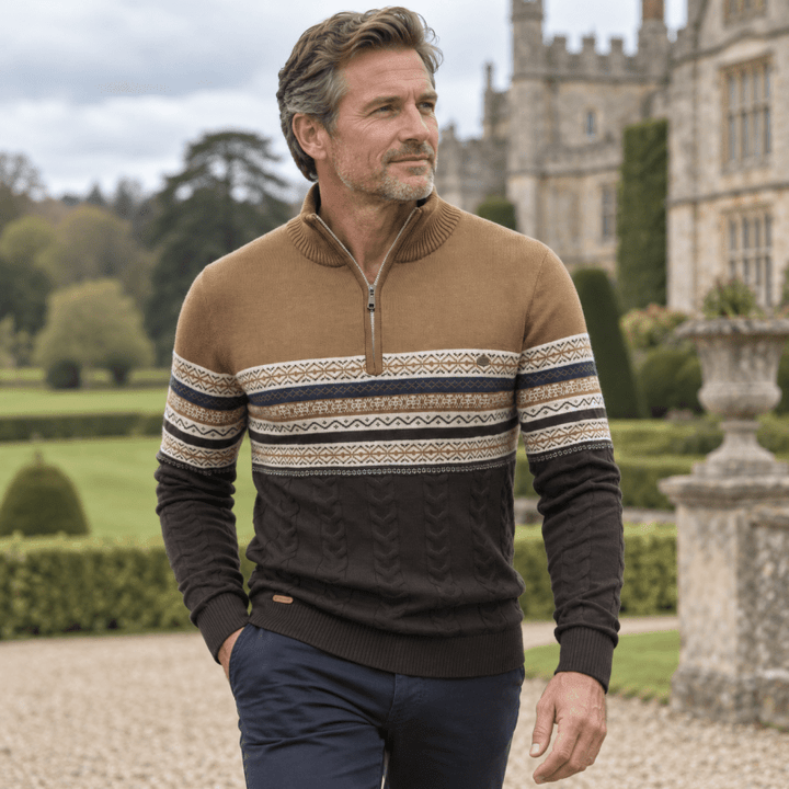 Rowan | Fair Isle Half-Zip Mens Knit Jumper