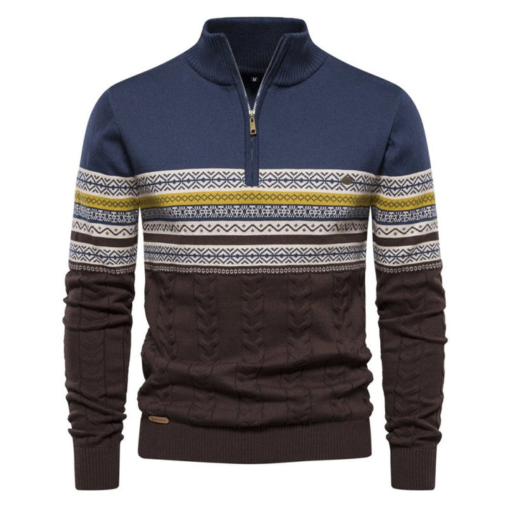 Rowan | Fair Isle Half-Zip Mens Knit Jumper