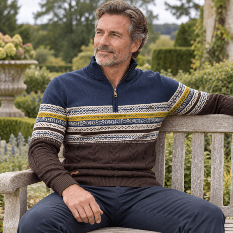 Rowan | Fair Isle Half-Zip Mens Knit Jumper