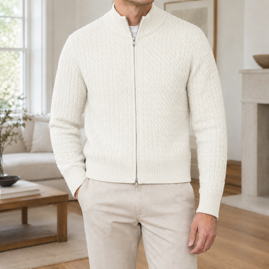 Samuel | Stylish Full Zip Mens Knit Jumper