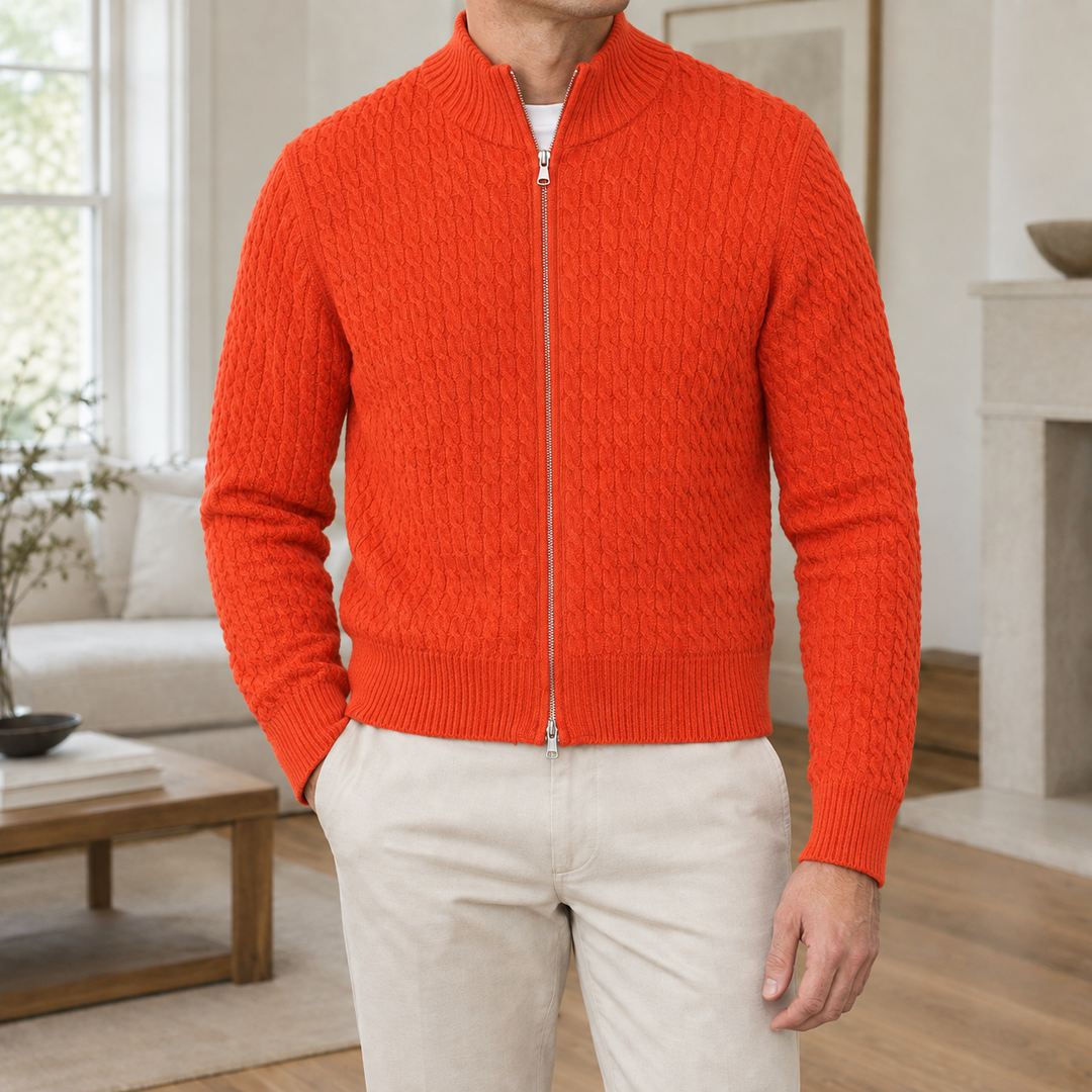 Samuel | Stylish Full Zip Mens Knit Jumper