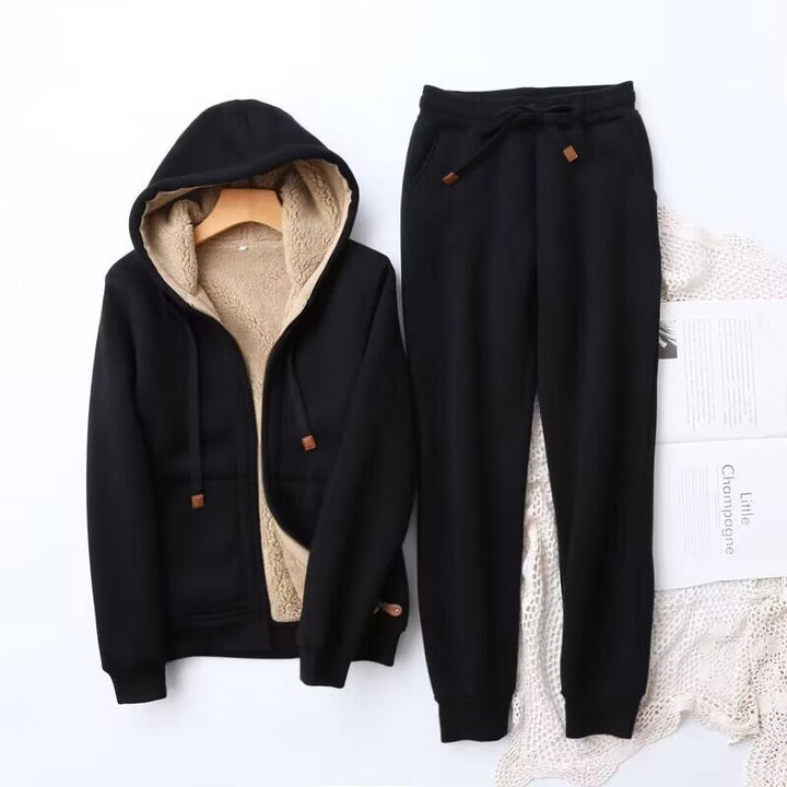 Sara | Winter Hooded Zip Up Tracksuit Set