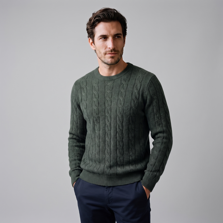 Sebastian | Refined Cable Knit Crew Neck Sweater