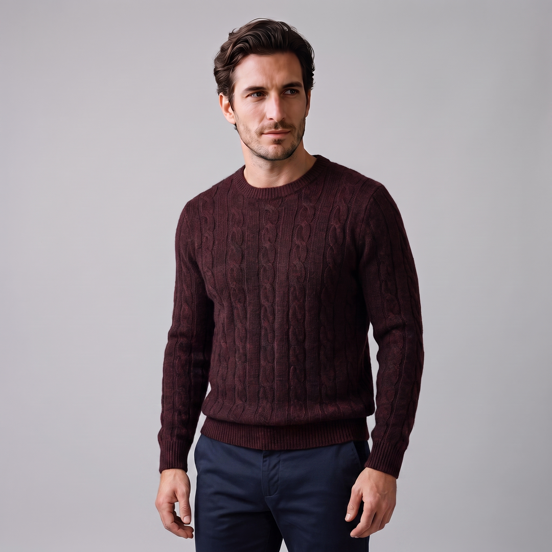Sebastian | Refined Cable Knit Crew Neck Sweater