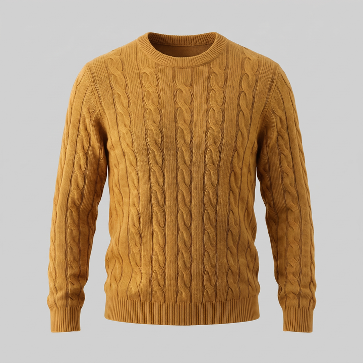 Sebastian | Refined Cable Knit Crew Neck Sweater