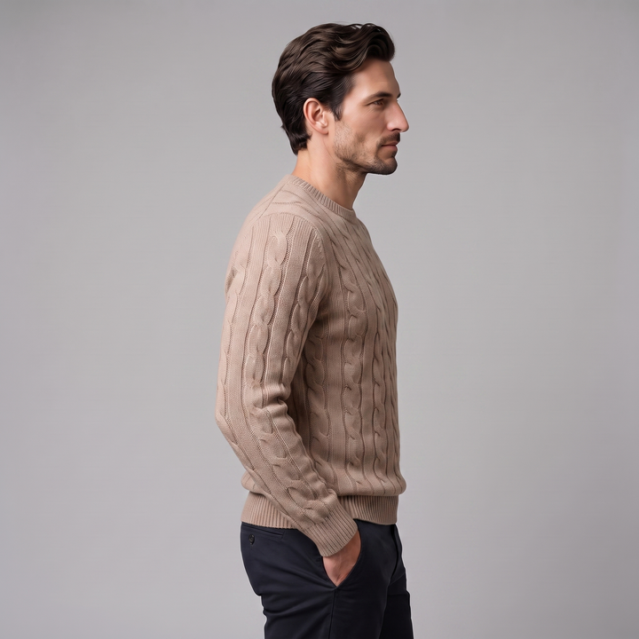 Sebastian | Refined Cable Knit Crew Neck Sweater