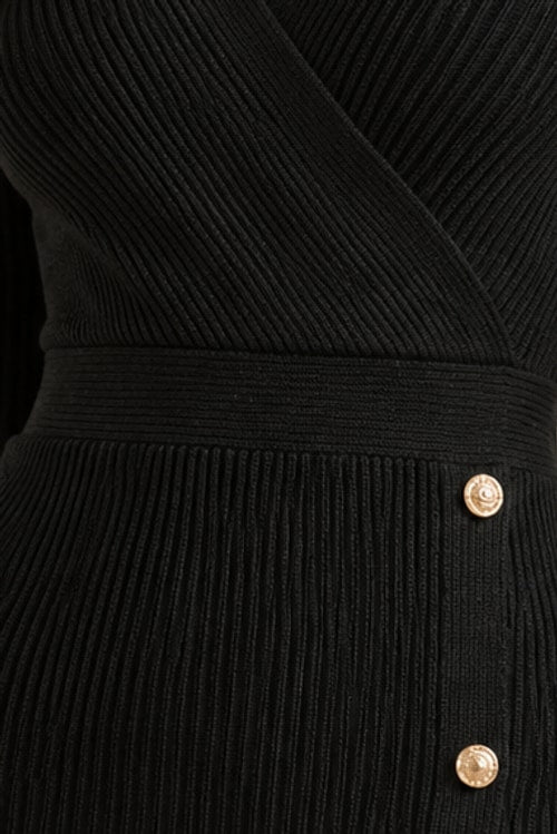 Sofia | Refined Ribbed Long Sleeve Midi Knit Dress